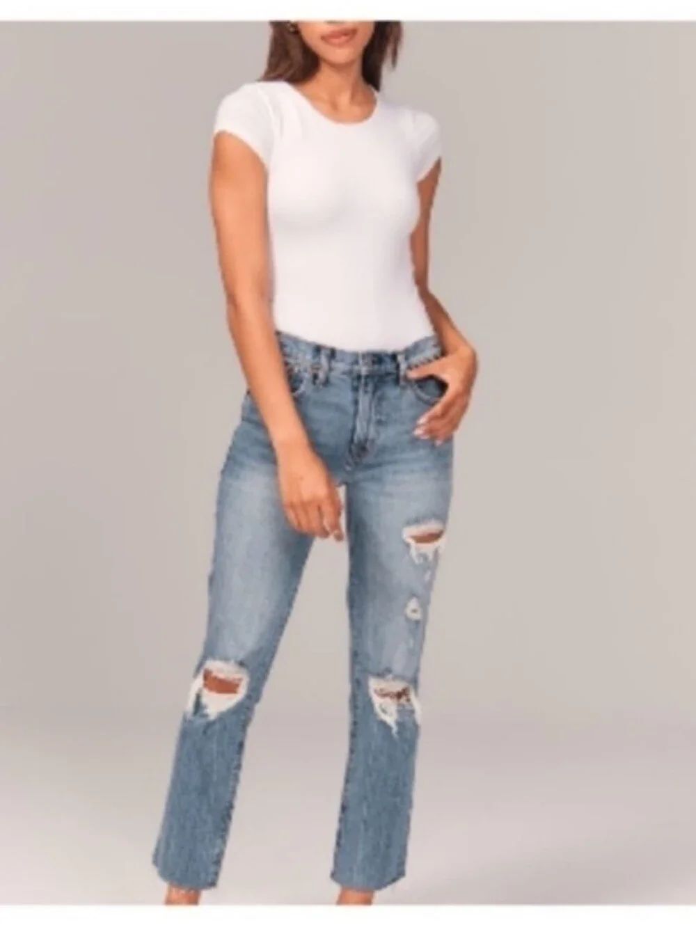 Abercrombie & Fitch The Boyfriend Mid Rise Distressed Jeans - Size 8/29